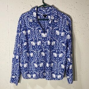 Talbots Blue and White Floral Shirt